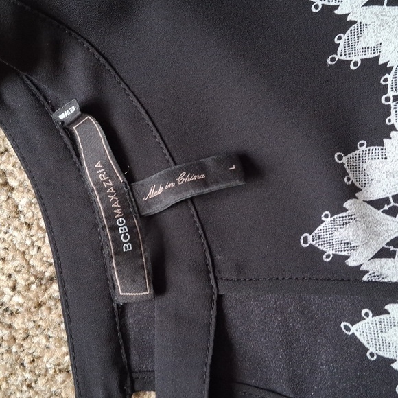 BCBGMAXAZRIA Black and White Pattern Tunic Top - Size L - Picture 3 of 9